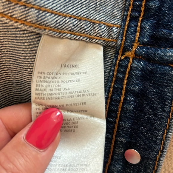 L"'Agence  Celine Denim Jacket with Rose Gold Foil Back NWOT - Picture 7 of 7